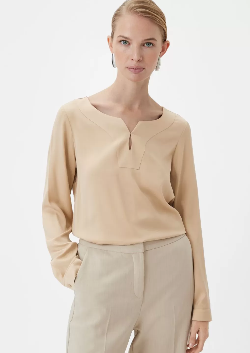 Best Sale Blouse en satin à encolure tunique Chemisiers