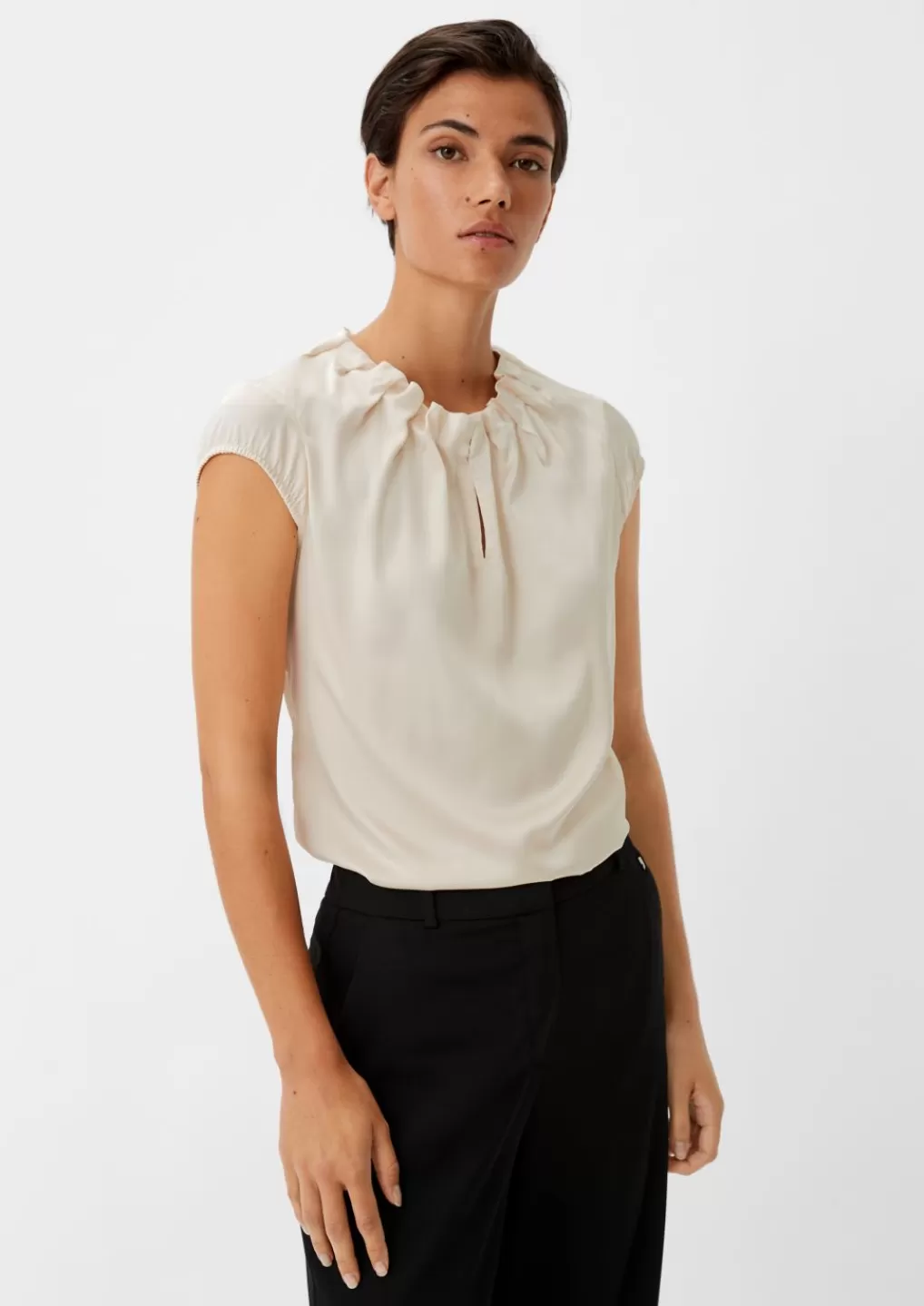 Sale Blouse en satin ornée de fronces Chemisiers