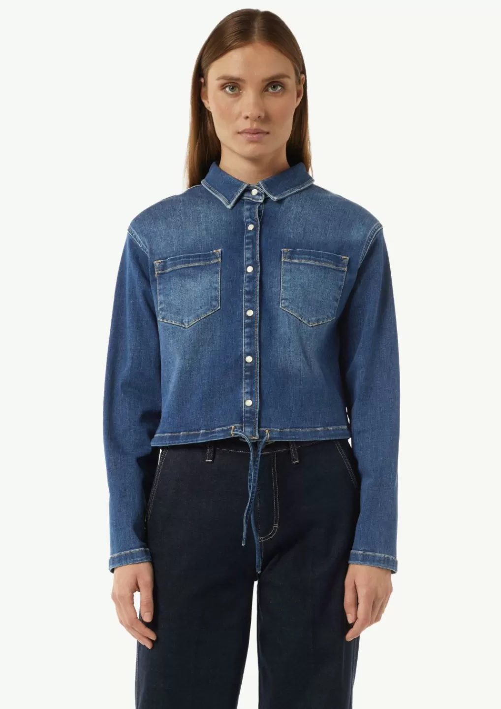 Cheap Douce veste en jean de style blouson à boutons-pression Articles Durables | Vestes