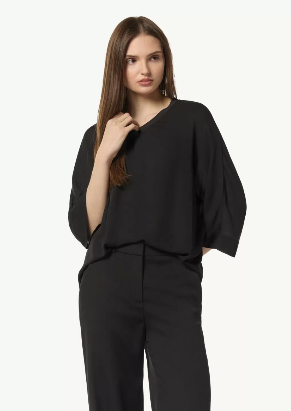 Sale Haut façon blouse à manches 3/4, en mousseline Chemisiers