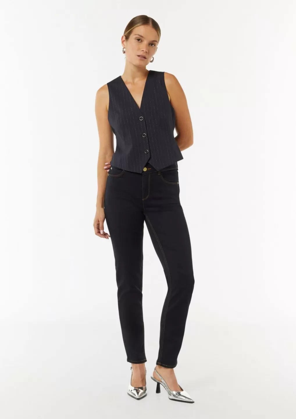 Shop Jean slim extensible au délavage foncé Jeans