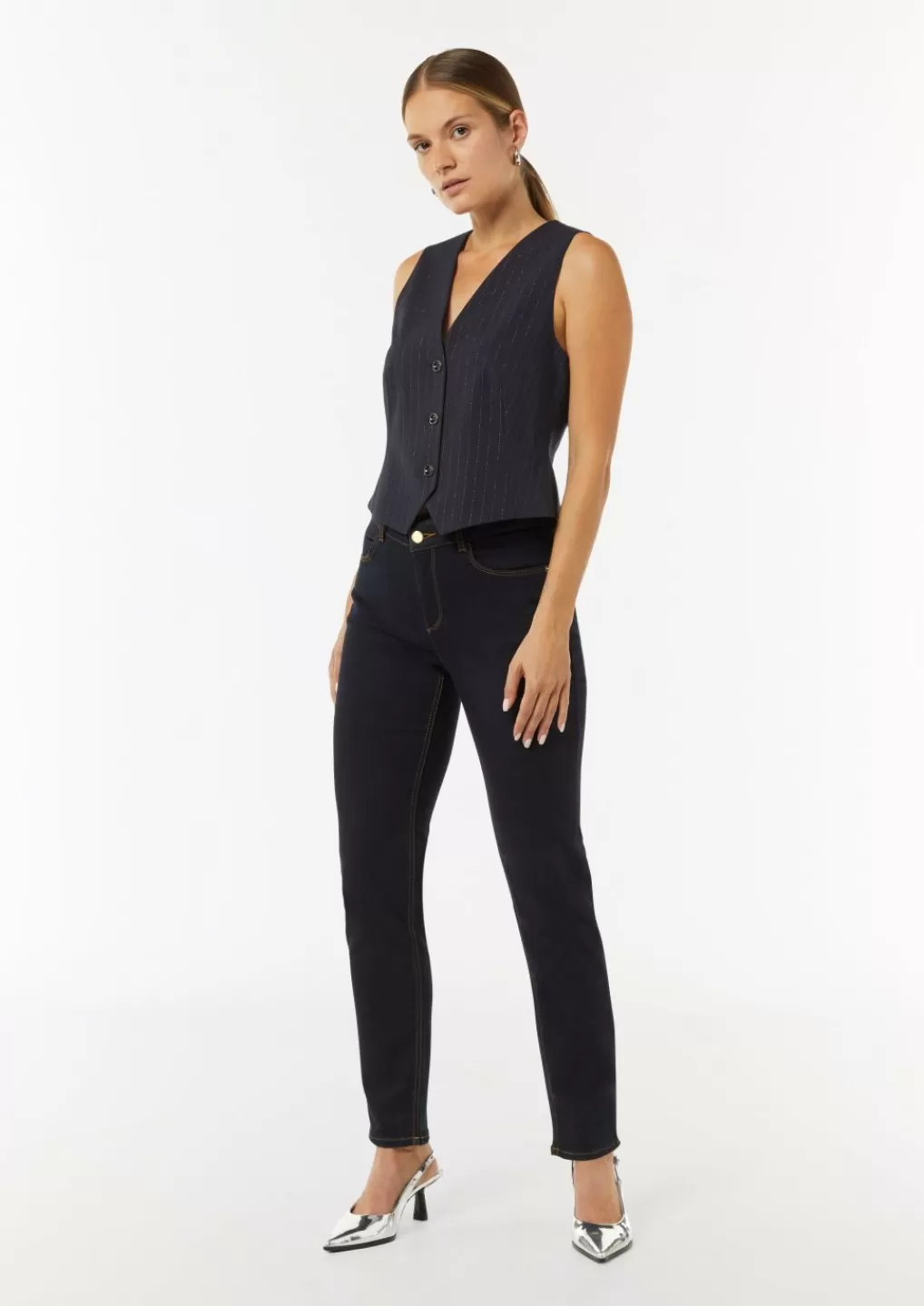 Shop Jean slim extensible au délavage foncé Jeans