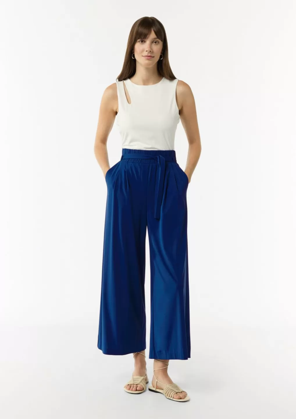 New Jupe-culotte en jersey à ceinture élastique et ceinture à nouer Pantalons