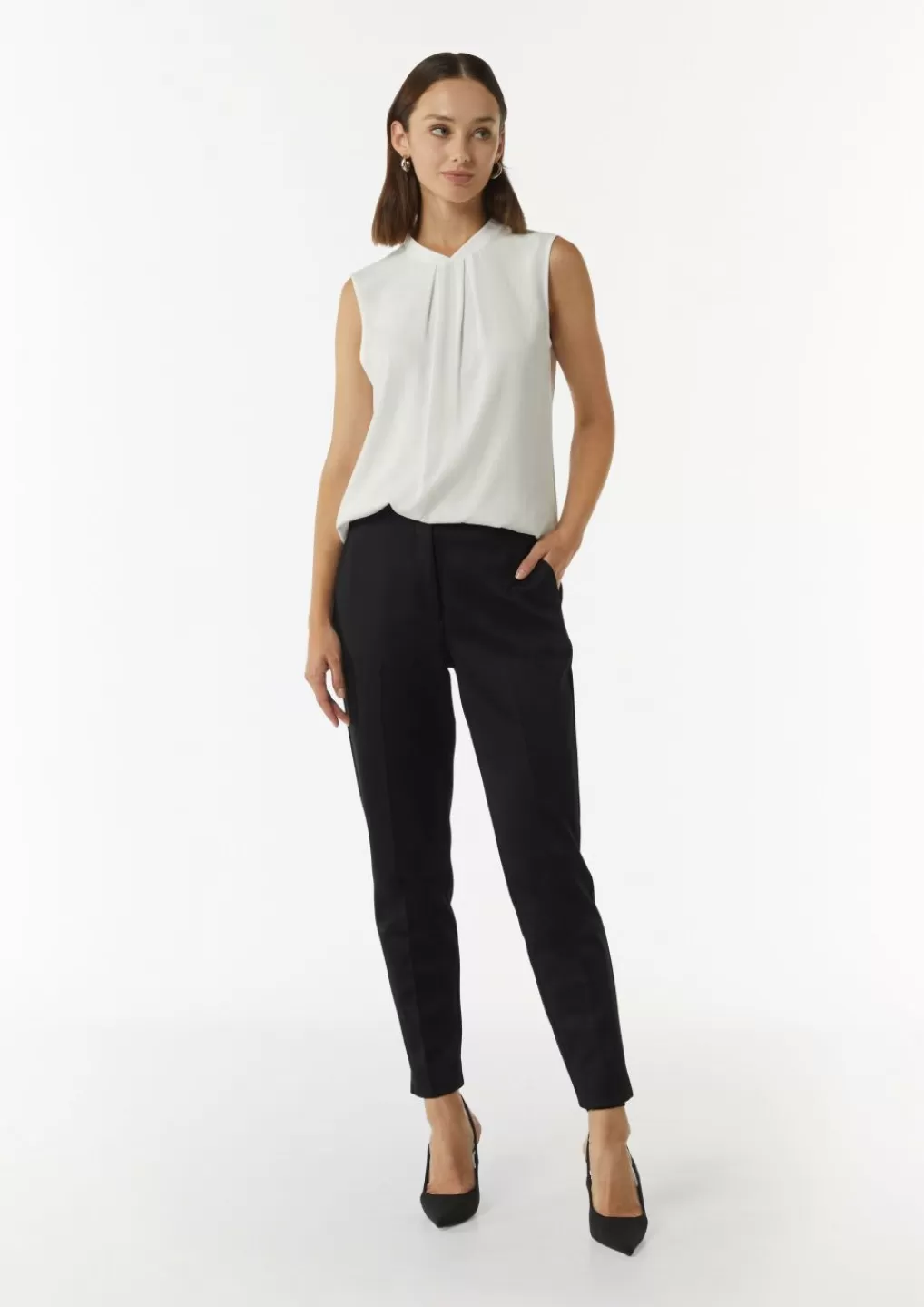 Best Pantalon cigarette en néoprène à ceinture élastique Pantalons