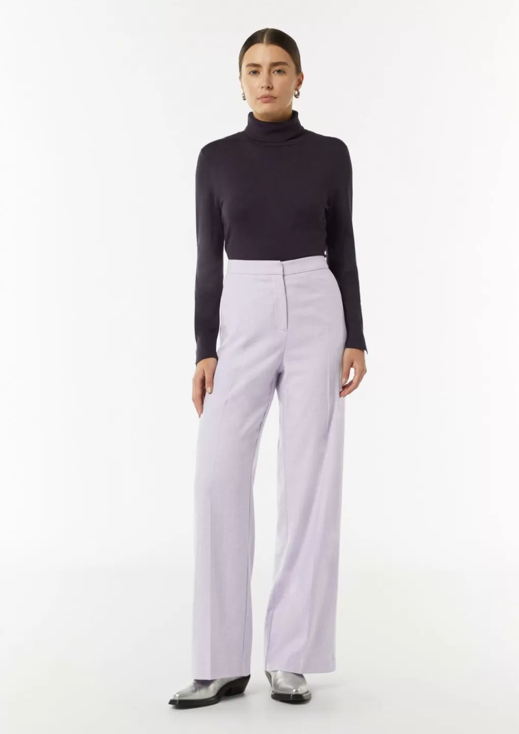 Outlet Pantalon Wide Leg en flanelle fluide Pantalons