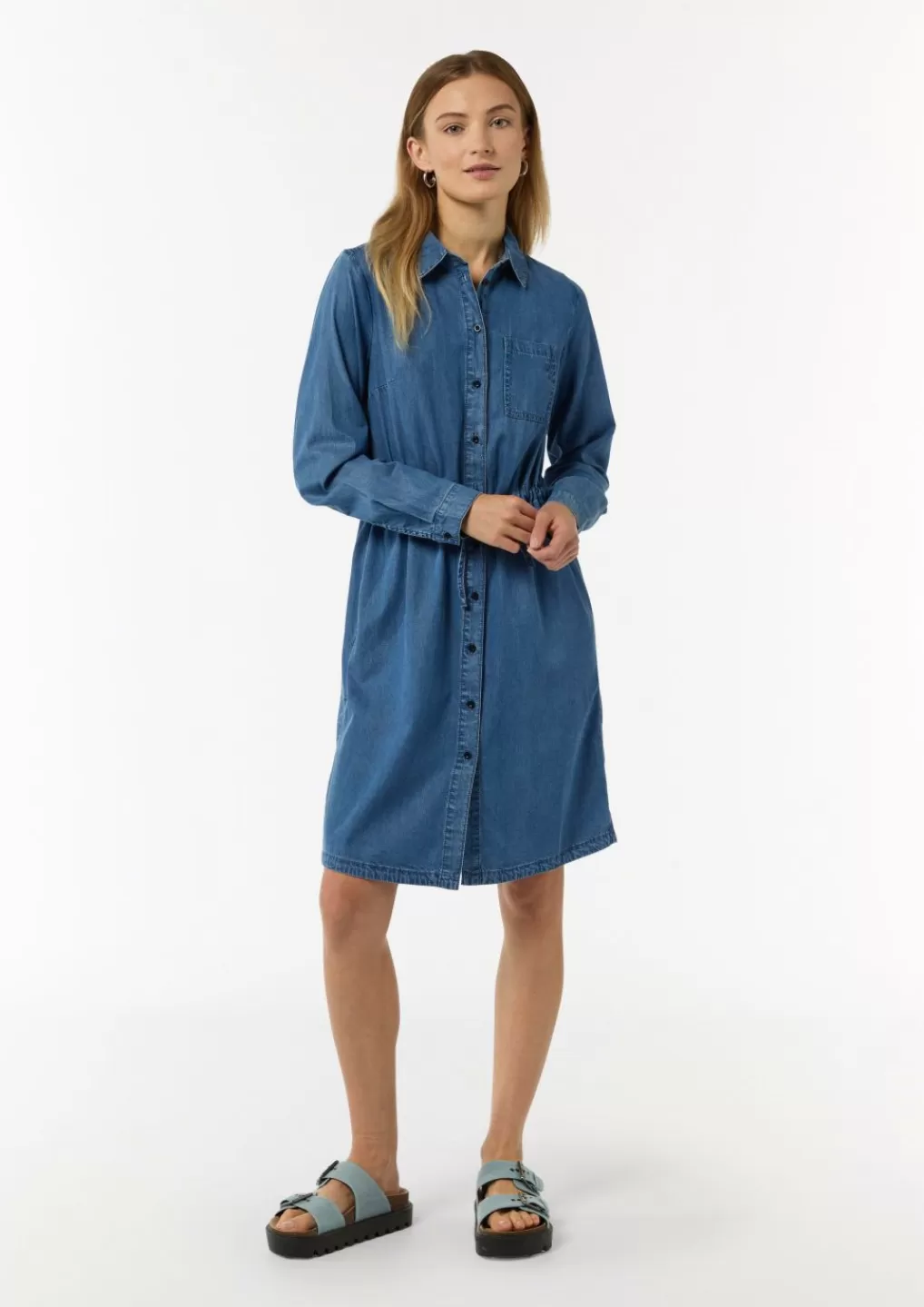 Cheap Robe en jean dotée d'un col de chemise Articles Durables | Robes