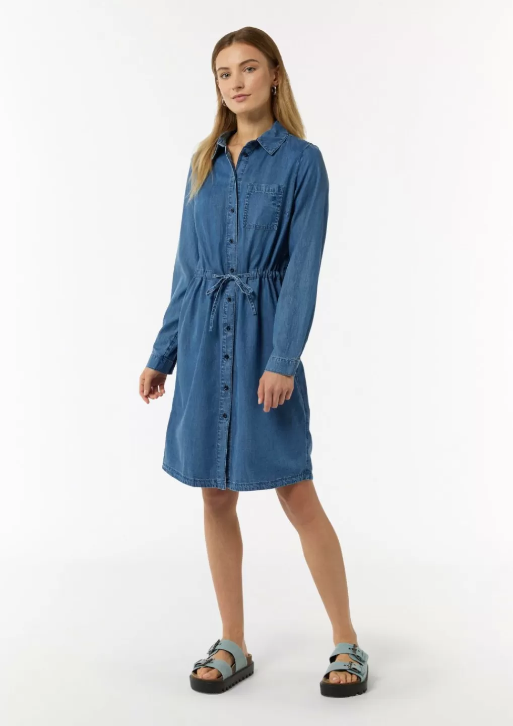 Cheap Robe en jean dotée d'un col de chemise Articles Durables | Robes