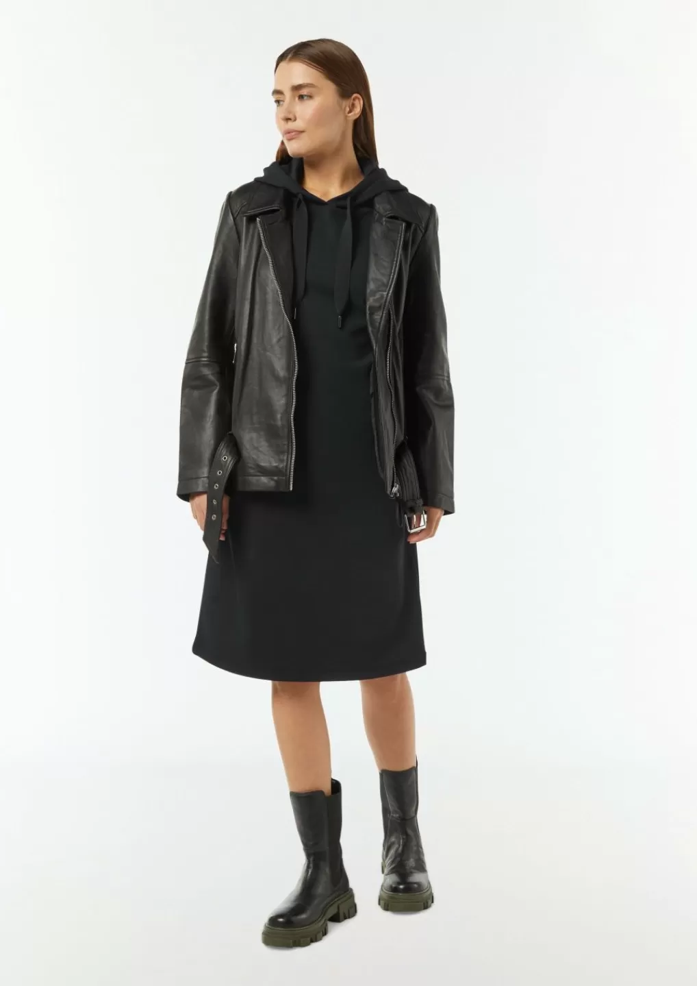 Shop Robe en tissu sweat à capuche et imprimé dans le dos Robes