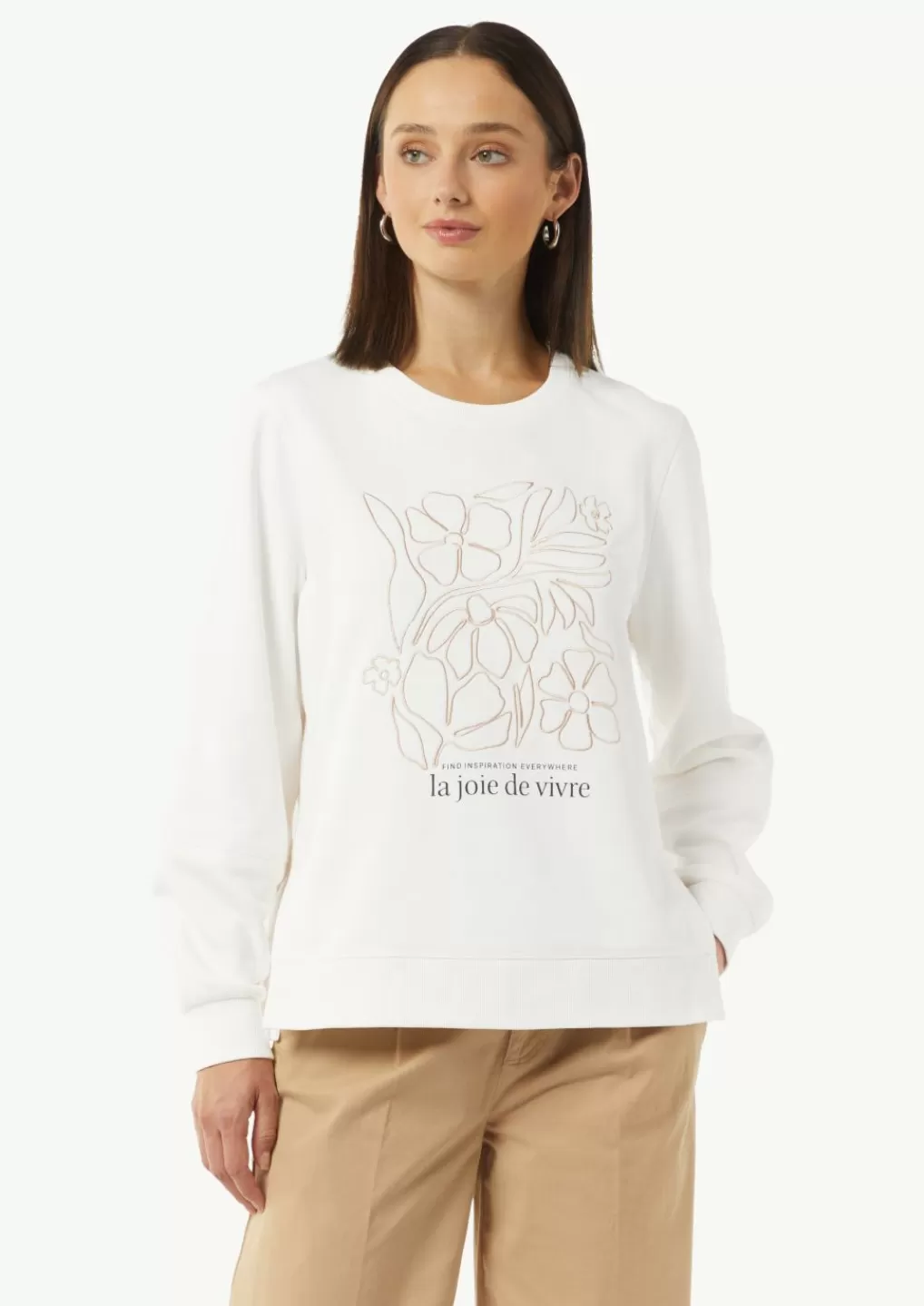 Fashion Sweat-shirt avec motif artistique et fentes latérales Articles Durables | Hoodies & Sweats