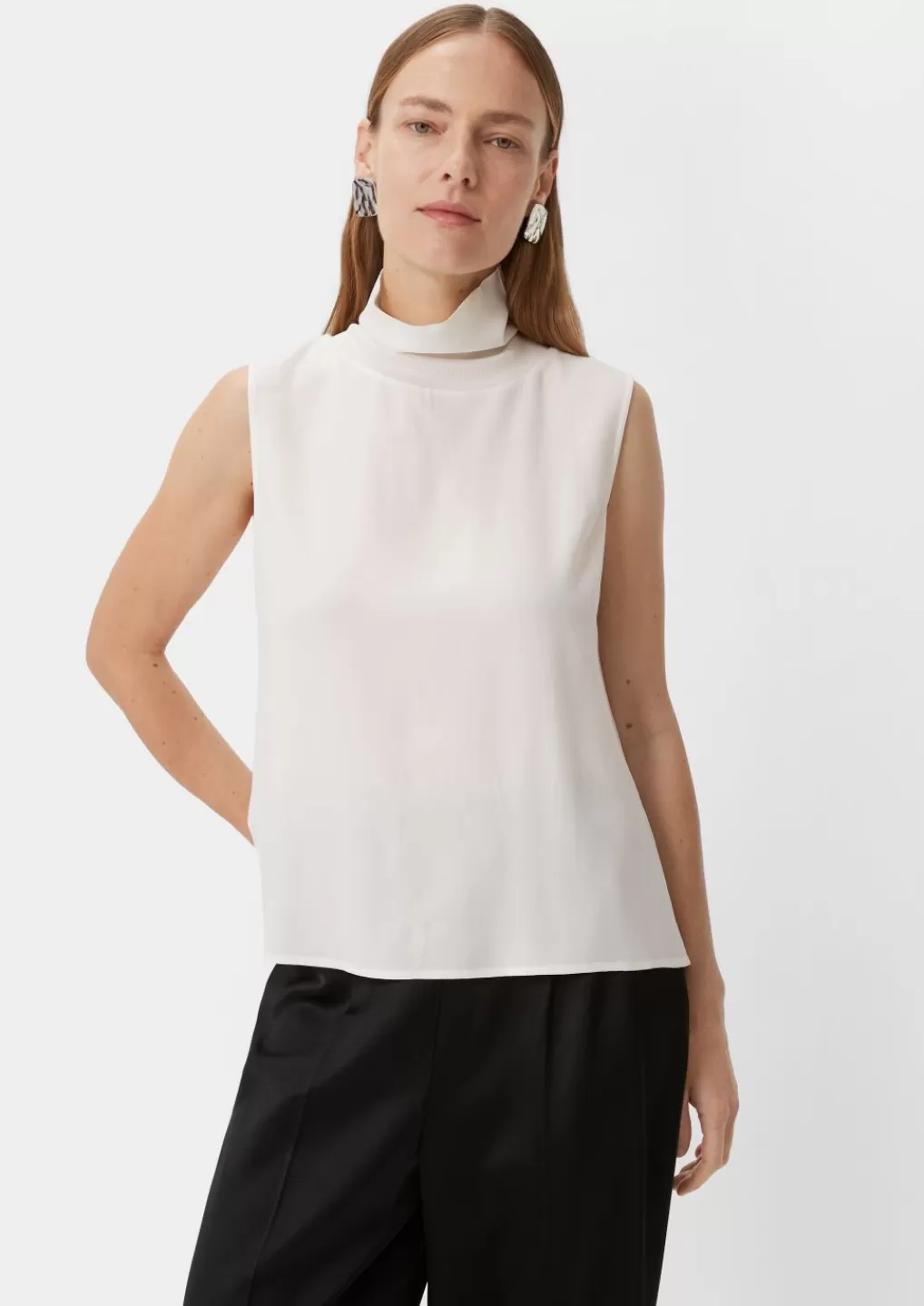 Outlet Top façon blouse en crêpe de viscose Chemisiers