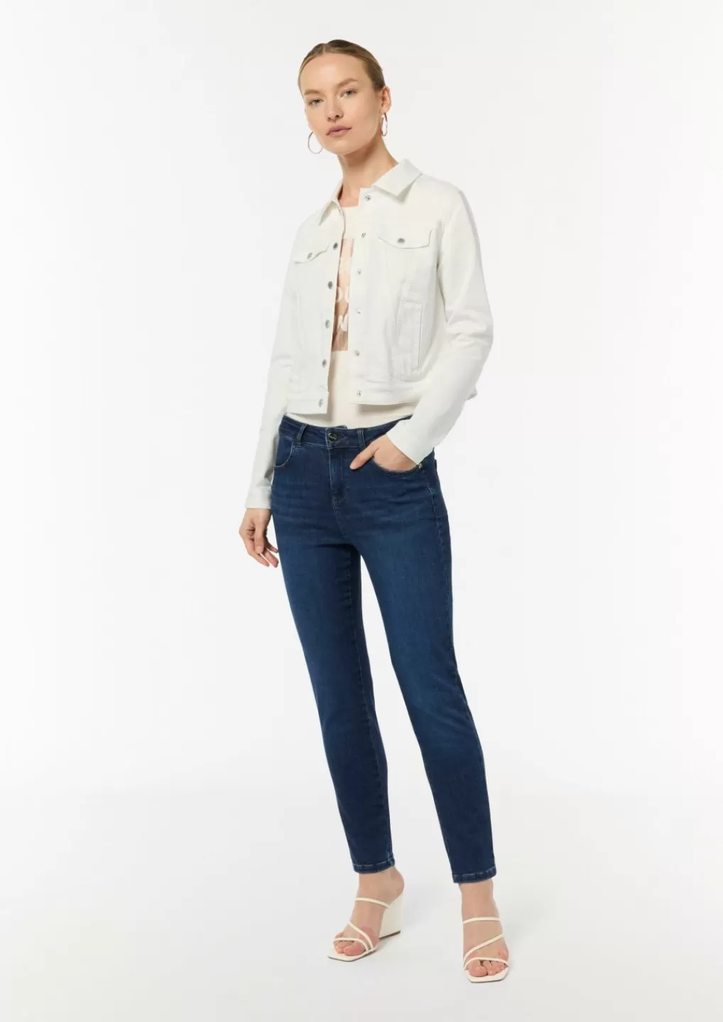 Cheap Veste en jean cropped en coton mélangé Articles Durables | Vestes